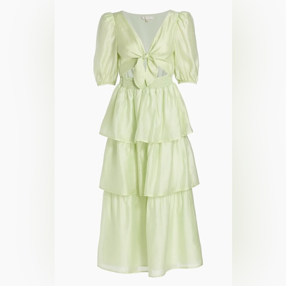 Wayf Tiered Midi Dress Mint Size M - Picture 2 of 14